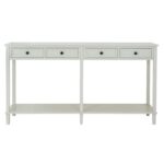 BELMONT Collection 4 Drawer Console – white natural wood console with four drawers for storage and décor