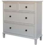 BELMONT Collection 4 Drawer Chest in white wood with balanced design and textured finish.