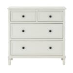 BELMONT Collection 4 Drawer Chest in white wood with balanced design and textured finish.