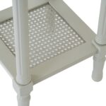 BELMONT Rattan Collection Side Table in white wood with natural woven rattan panels and sleek frame.