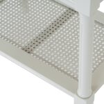 BELMONT Rattan Collection Table in white wood with organic rattan detailing and clean modern design.