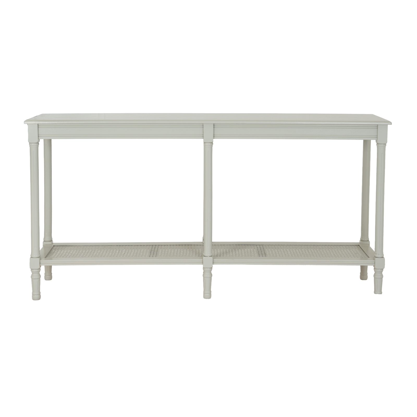 Belmont Rattan Large Console – white wood console with rattan-textured front and clean modern lines.