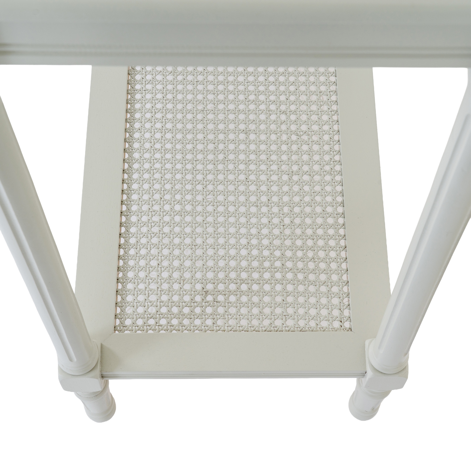 Belmont Rattan Large Console – white wood console with rattan-textured front and clean modern lines.
