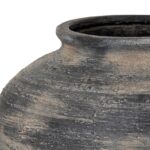 MARA Squat Vase – Handcrafted black and grey ceramic vase with a broad, rounded silhouette, ideal for decorative displays or floral arrangements.