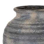 MARRA Large Olpe Vase – Handcrafted black and grey ceramic vase with curved Olpe shape, ideal for decorative displays and faux floral arrangements.