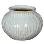 NUMA Squat Vase – white ceramic squat vase with smooth finish and rounded form, perfect for contemporary interior styling.