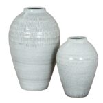 KEMI Large Olpe Vase – Handcrafted white ceramic vase with a rounded body and tapered neck, ideal for modern or classic décor.