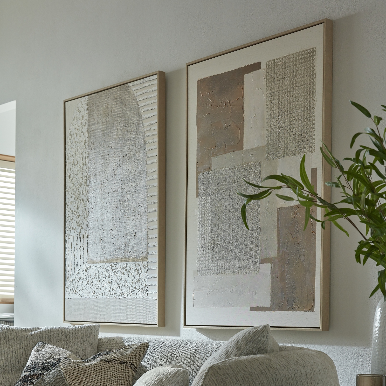 PETRA Hand Painted Canvas In Frame – hand-painted textured wall art with layered tones and wooden frame, ideal for modern and contemporary interiors.