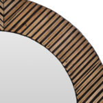BAMBUSA Bamboo Inlay Round Wall Mirror – Handcrafted round bamboo mirror with zig-zag inlay and lacquer finish, ideal for modern and natural interiors.
