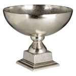 Knight Townhouse Small Bowl with rough nickel finish, chalice shape, and elegant silver-toned plinth.