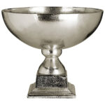 Knight Townhouse Small Bowl with rough nickel finish, chalice shape, and elegant silver-toned plinth.