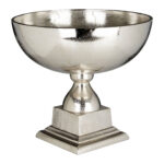 Knight Townhouse Large Bowl with rough nickel finish and classic chalice silhouette on metal plinth.