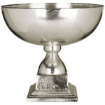 Knight Townhouse Large Bowl with rough nickel finish and classic chalice silhouette on metal plinth.