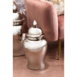 Knight Small Ginger Jar with silver reflective finish, domed lid, and classic rounded shape.