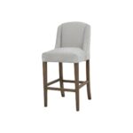 COMPTON Grey Bar Stool – Light grey upholstered bar stool with solid wood frame, offering timeless style and lasting durability for modern or traditional interiors.