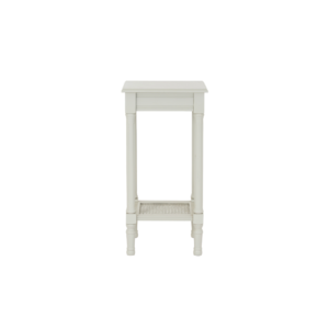 BELMONT Rattan Collection Side Table in white wood with natural woven rattan panels and sleek frame.