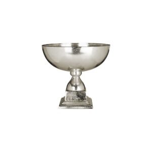Knight Townhouse Large Bowl with rough nickel finish and classic chalice silhouette on metal plinth.