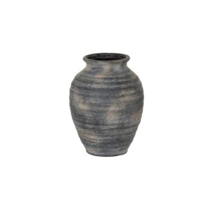 MARRA Large Olpe Vase – Handcrafted black and grey ceramic vase with curved Olpe shape, ideal for decorative displays and faux floral arrangements.