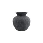 AMALFI Ceramic Grey Vase – Matte grey handcrafted ceramic vase with rounded form, ideal for faux florals or standalone decorative styling.