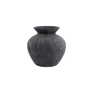 AMALFI Ceramic Grey Vase – Matte grey handcrafted ceramic vase with rounded form, ideal for faux florals or standalone decorative styling.