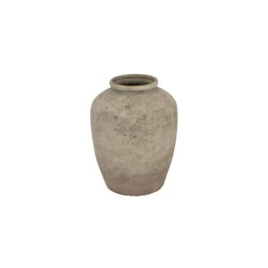 DERUTA Medium Mottled Vase – Grey mottled ceramic vase with modern curved form, perfect for faux or dried floral arrangements.