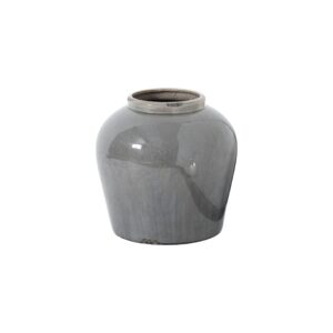 GARDA Grey Glazed Juniper Vase – Handcrafted ceramic vase with distressed grey glaze and elegant rounded form, ideal for modern or classic interiors.