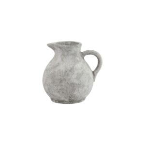 ATHENA Stone Jug – Handcrafted distressed grey ceramic jug with elegant curves, suitable for fresh flowers or standalone Mediterranean-inspired décor.
