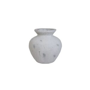DARCY Antique White Vase – Handcrafted ceramic vase with antique white stone finish, ideal for floral arrangements or standalone décor in modern and traditional spaces.