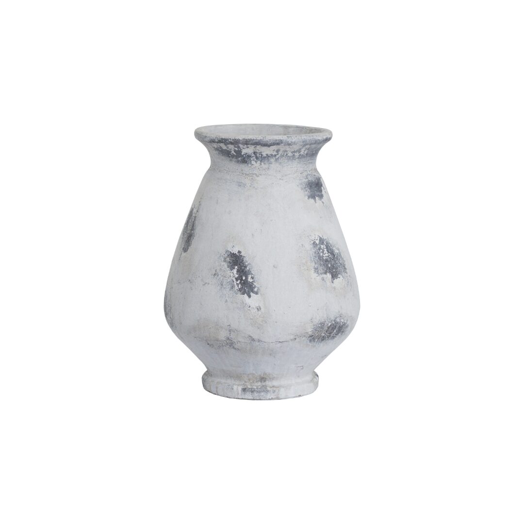 NAXOS Large Antique White Vase – Handcrafted ceramic vase with antique white stone finish, ideal for faux florals or as a standalone decorative accent.