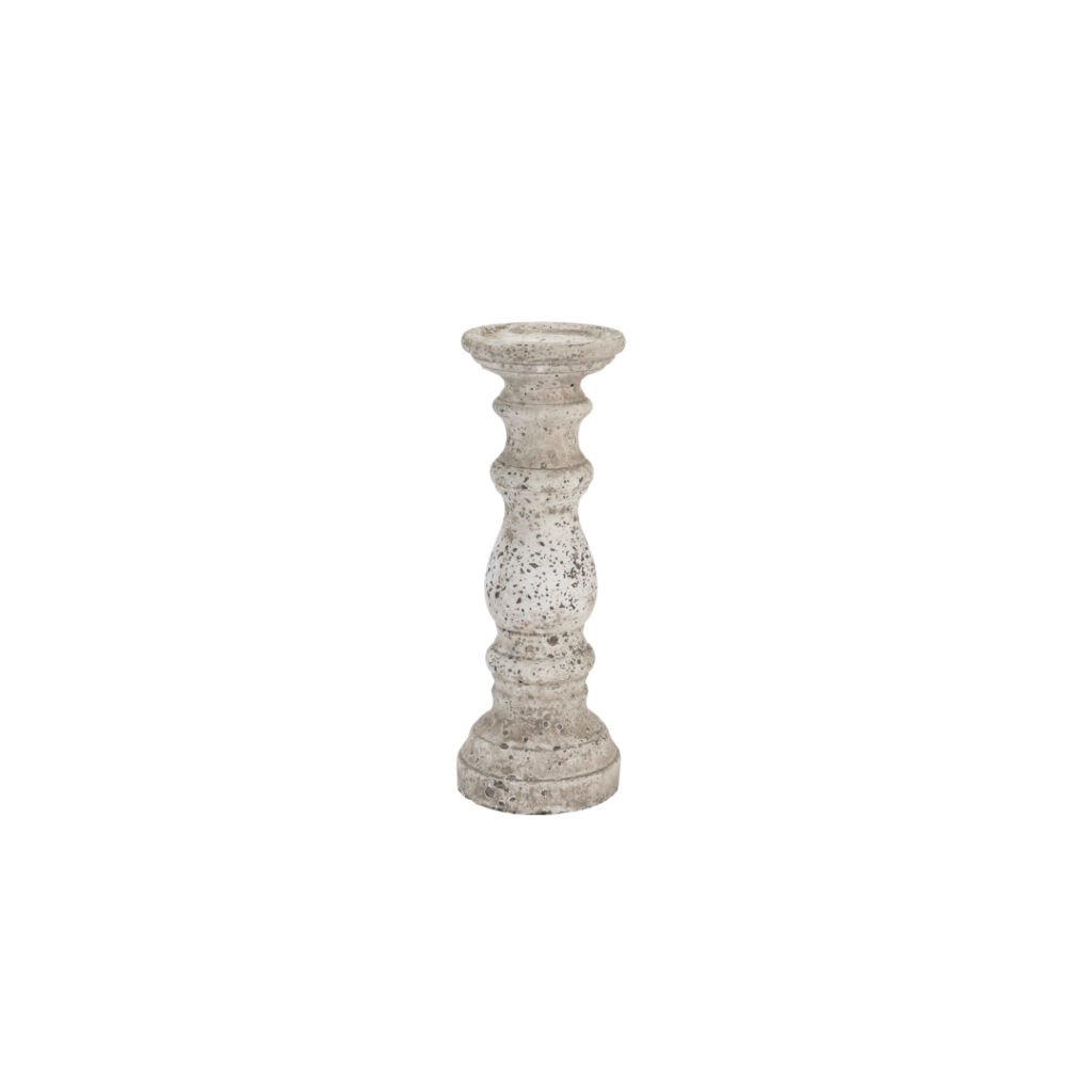 Small stone-textured ceramic candle holder from the Tiber collection