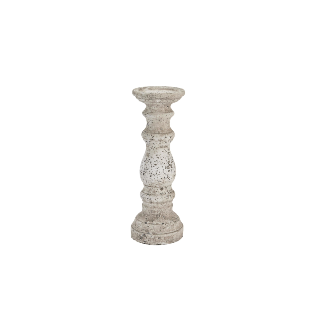 TIBER Medium Stone Candle Holder &ndash; medium stone-effect ceramic pillar for decorative and candle displays