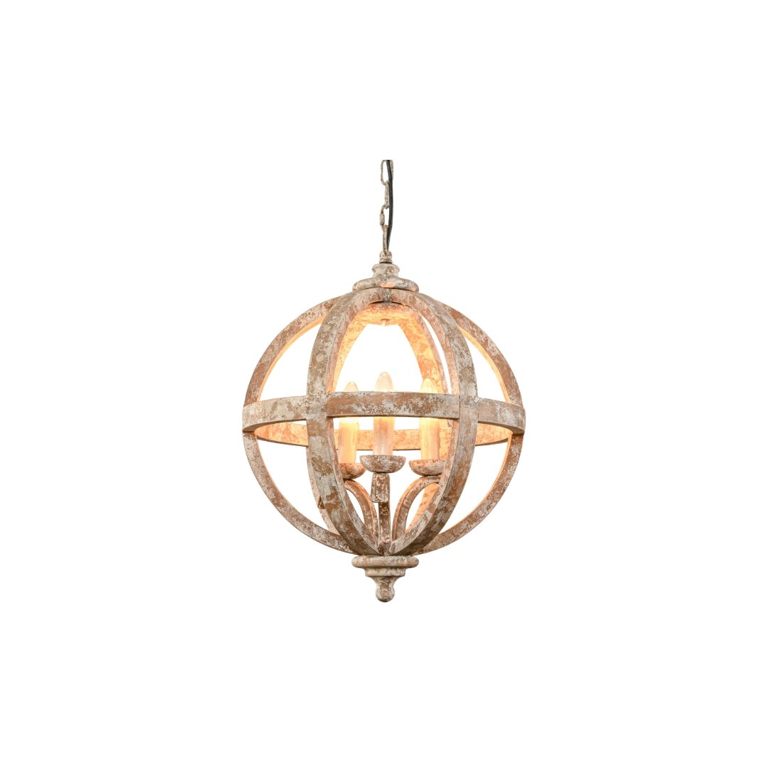 SOLARA Orb Pendant Ceiling Light – brown and white spherical metal pendant for ambient lighting