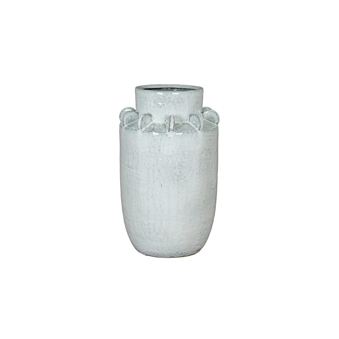 Large textured ceramic hydria-style vase in a warm earthy tone