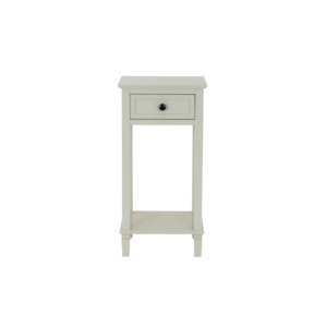 Belmont Collection 1 Drawer Lamp Table in white wood with discreet storage drawer.