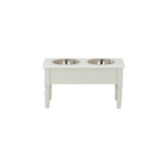 BELMONT Collection Pet Feeder Table in white wood with sleek design for modern interiors.