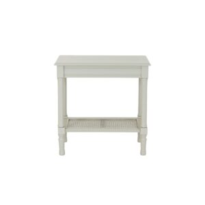 BELMONT Rattan Collection Table in white wood with organic rattan detailing and clean modern design.