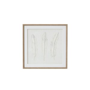 SOLLI White Feathers Art in champagne-beaded frame with raised feather impressions for contemporary and coastal interiors.