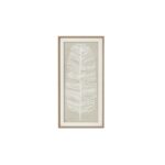 Large Plume White Feather Art in handcrafted beaded frame with brown, grey, and white accents for luxe wall décor.