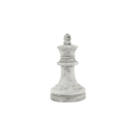 ATHENA Stone King Chess Piece in white ceramic with artisan-carved stone detailing for luxury interior styling.