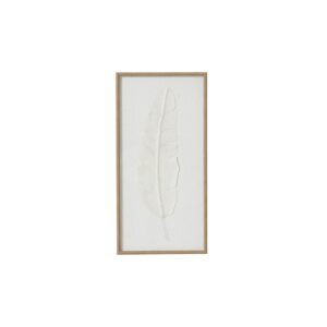 Large Quill White Feather Art in handcrafted beaded frame with brown and white neutral palette for versatile interior décor.