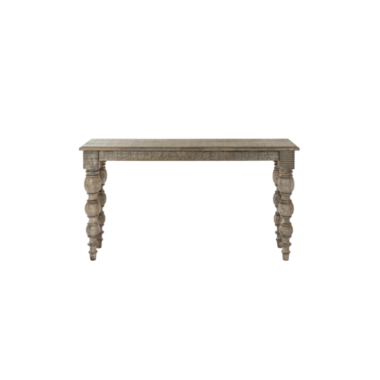 Rutland Collection wooden console table with refined architectural design in warm brown finish.