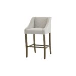 Epsom Grey Bar Stool with light grey fabric upholstery and wooden frame.
