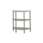 CAMDEN Half Moon Table with three grey wooden tiers and curved half-moon design for stylish display.