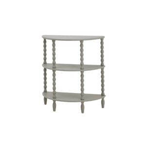 CAMDEN Half Moon Table with three grey wooden tiers and curved half-moon design for stylish display.