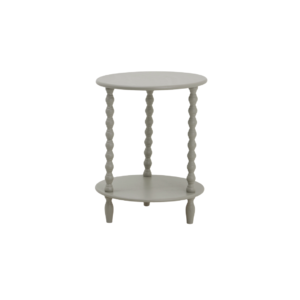 CAMDEN Round Side Table in grey wood with circular design and modern minimalist profile.