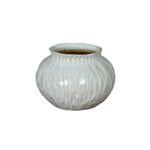 NUMA Squat Vase – white ceramic squat vase with smooth finish and rounded form, perfect for contemporary interior styling.