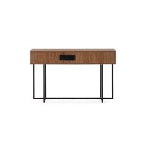 BEZO Walnut Console Unit – walnut elm wood console with black iron frame, modern design for luxury contemporary interiors.