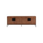 BEZO Walnut Sideboard – modern walnut elm wood cabinet with black iron frame and handles, luxury contemporary storage furniture.