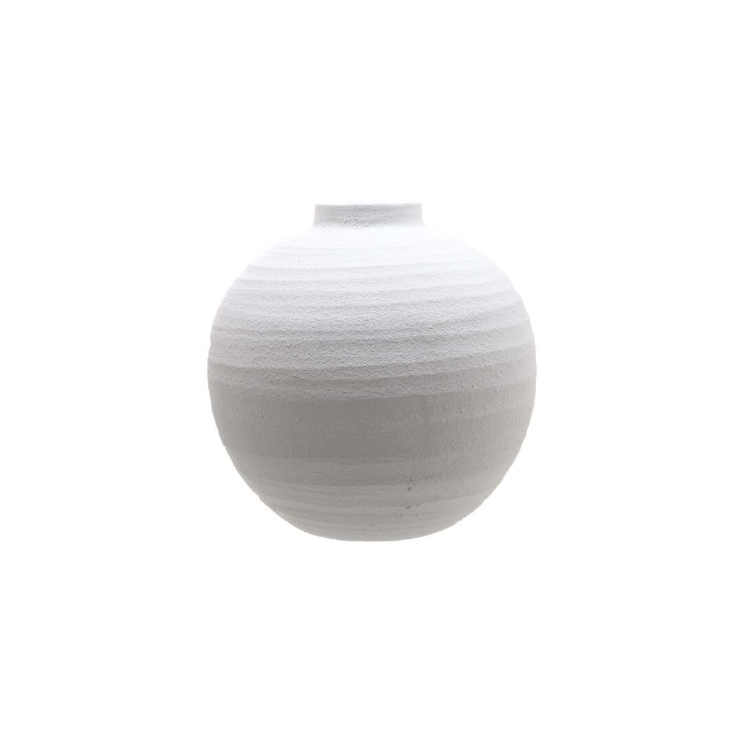 TIBER Large Matt White Ceramic Vase – oversized matte white ceramic vase with smooth, textured finish, perfect for statement styling in modern or neutral interiors.