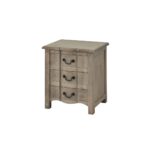COPGROVE Collection 3 Drawer Bedside Table – Handcrafted Hardwood Bedside Table with Washed Brown Finish and Three Drawers